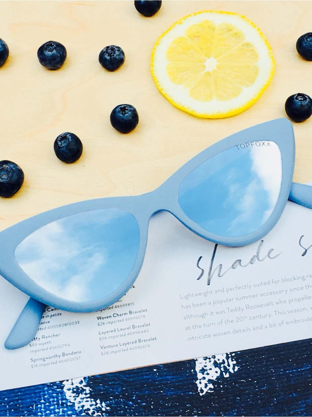Topfoxx ❉ Mirror Lens Cat Eye Sunglasses in Silver Blue